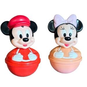 Vintage Mickey and Minnie Roly Poly Weeble Wobbles